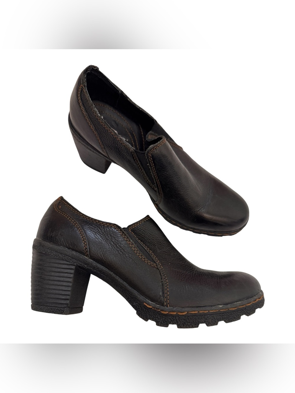 BOC Black Leather Y2K Chunky Ankle Boots Womens 6.5 Fall Casual Lug Academia
